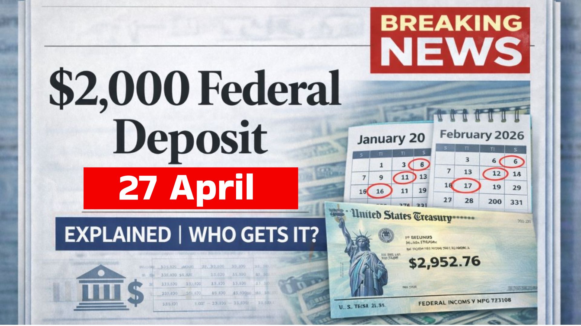 April 2026 $2,000 Federal Deposit Explained: Eligibility, and Payment Timing